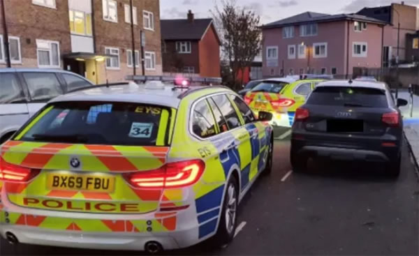 Police box in suspect's vehicle on Pearscroft Road