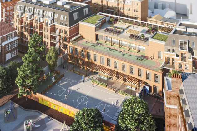 CGI of the double roof being proposed for Avonmore Primary
