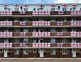 Becklow Gardens in Shepherd's Bush festooned in England flags