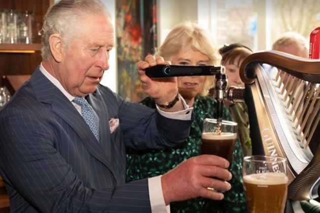 Charles makes an attempt at pouring a pint of Guinness