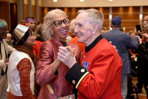 Two guests dancing at the Big Christmas Lunch 2024
