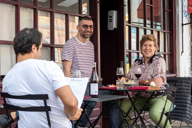 Albertine co-owners Rob Freddi (centre) and Allegra McEvedy (right)