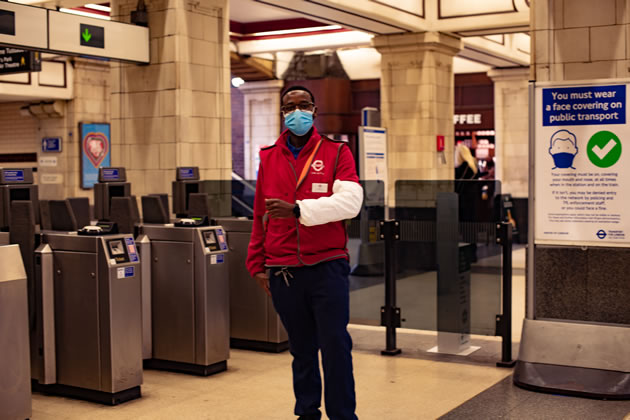 TfL staff can again 'offer an elbow' to a partially sighted person 