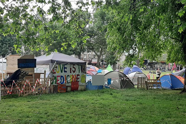 The anti-lockdown protesters' camp on Shepherd's Bush Green