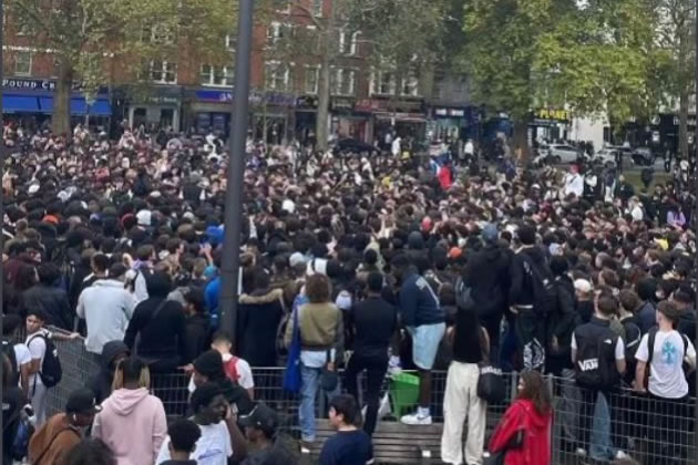 Huge crowds gathered on the Green in the hope of getting a bargain 