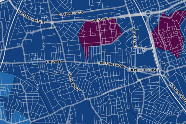 Map show infection by area. Darker colour means higher level of infection.