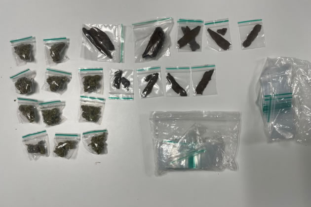 A selection of the drugs found by the police