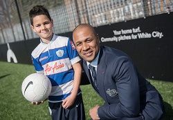 Les Ferdinand at openingof new football facility in Hammersmith Park