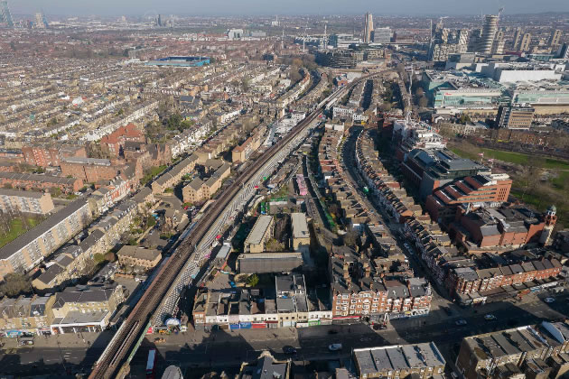 An aerial view of the Shepherd's Bush market site