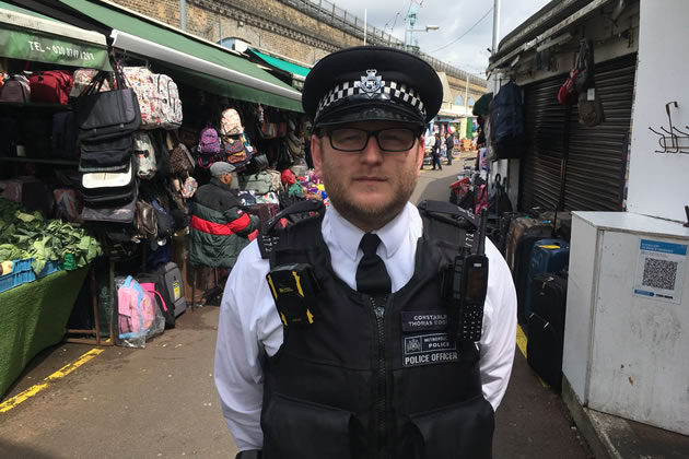 PC Thomas Cooke of the Shepherd's Bush Safer Neighbourhoods Team. Picture: Owen Sheppard 