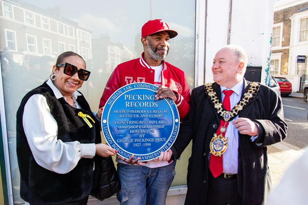 Pictured centre is Chris Price with Mary Price (left) and H&F Mayor Cllr PJ Murphy (right)