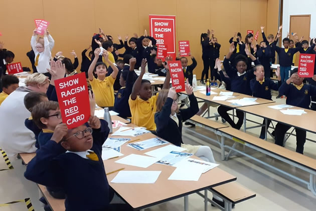 Children at St John XXIII Catholic Primary School in White City were joined for class by local football stars recently