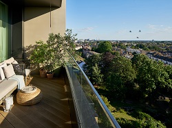 View of Hammersmith Park from balcony at Television Centre